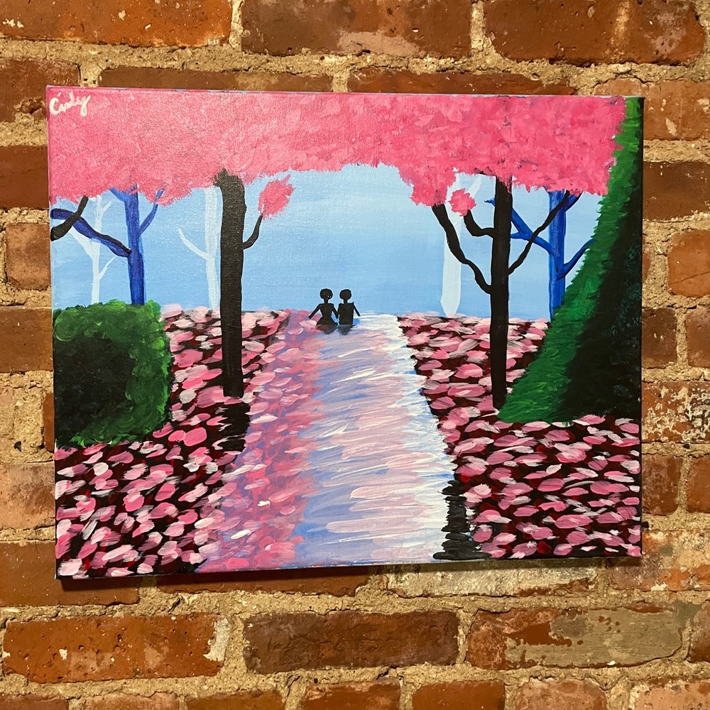 Original Pink forest painting